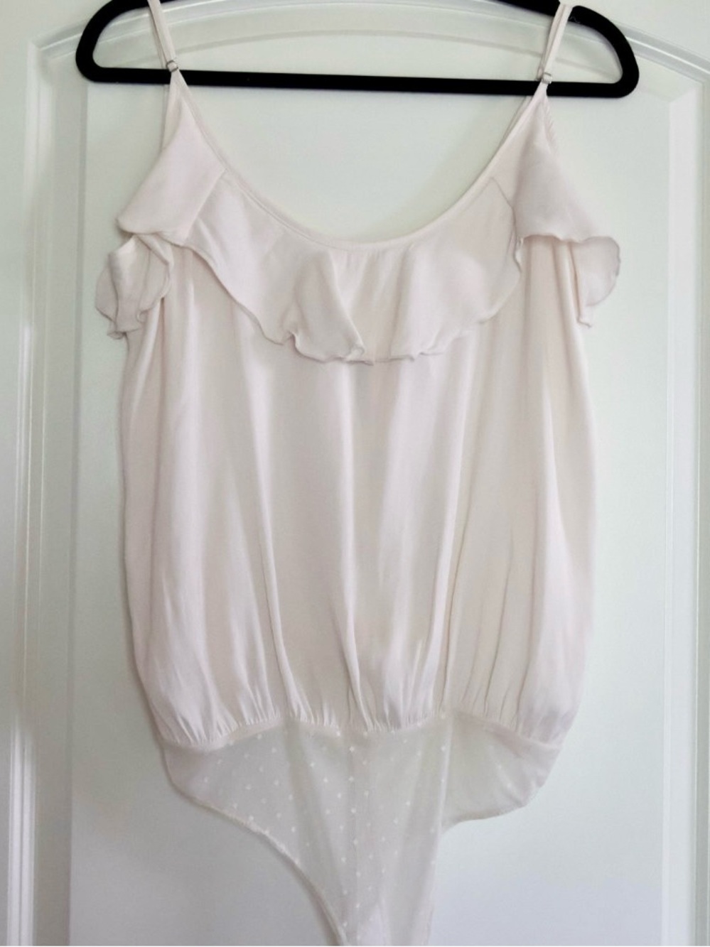 Free People Ivory Ruffle Detail Bodysuit - Medium